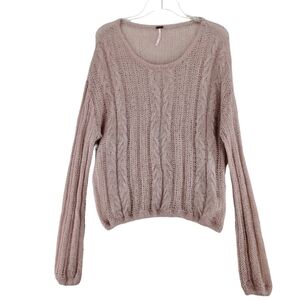 Free People Knit Sweater Top XS Angel Soft Frappucino Latte Mauve Drop Shoulder